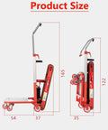 Product size dimensions of Heavy Duty Electric Stair Climber Hand Truck With 300 Kg Load Capacity And Silent Crawler Design.