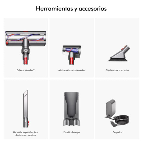 Outsize Origin Cordless Vacuum For Big Homes No Cord Convenience Full On Powerhouse Performance With 60 Minutes Run Time And Three Modes 90 Percent More Power Nickel Red accessories including motorhead, mini motorized tool, soft dusting brush, crevice tool, docking station, charger.