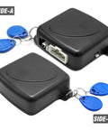 12V Car Alarm System With RFID Keyless Entry And Push Start Button Kit Engine Start Stop Ignition Switch components, side view