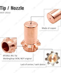 Copper KP2062-3B1 tip from All In One Plasma Cutting Electrodes Nozzle Tips And Drag Shield Kit For Pro-Cut 55 And 80 Torch