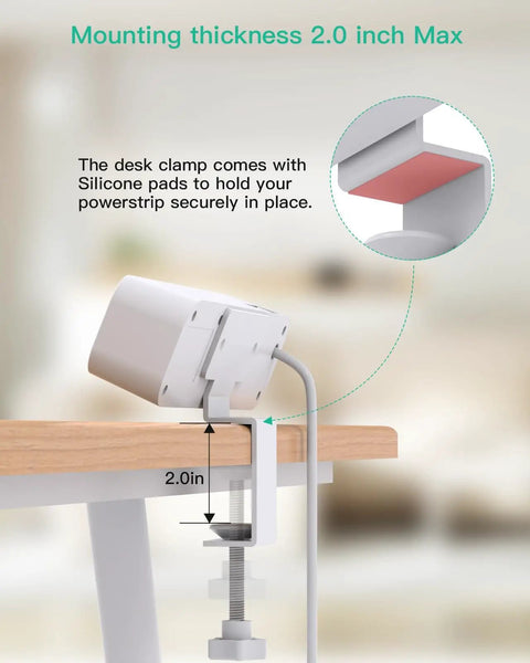 8 In 1 Desk Clamp Power Strip With 4 Outlets And 4 USB Ports Including 2 USB-C PD Fast Charge installed under desk