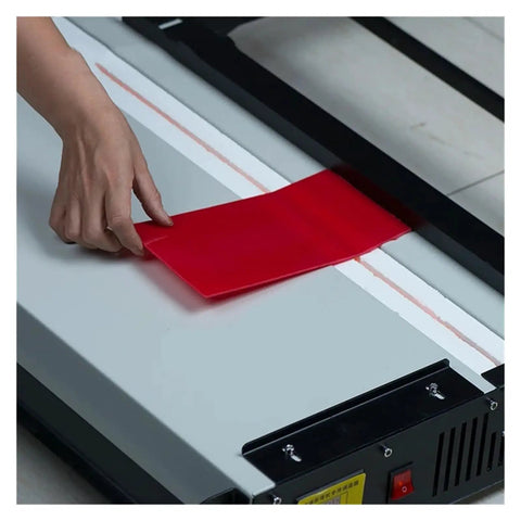 Zero Drama Acrylic Heat Bender For Pvc And Plastic Sheet Forming Adjustable Temperature Circulating Cooling setup with red sheet.