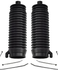 Two Piece Steering Rack And Pinion Tie Rod Boots Kit For Chevrolet Silverado 1500 GMC Sierra 1500 Dodge Dakota Durango Nissan Quest Replacement Bellows Rubber Boots Easy Install Plug And Play Durable And Dirt Resistant For Smooth Steering, shown with included straps.