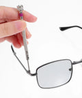 Using All-In-One 500-Piece Micro Screw Repair Kit With Tweezers For Glasses, Watches, Laptops And SSDs on eyewear hinge