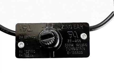 Close-up view of Rotary Style Low High Off Selector Switch With Lead Wire ZE-256 For Incandescent Lights Nickel Knob Finish.