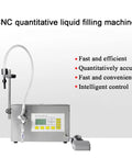 Semi Automatic Liquid Filling Machine With Stainless Steel Peristaltic Pump And Digital LCD Screen For Bottles Beer Wine Vinegar Milk Perfume Featuring Built Like A Tank Design And Smooth Foot Switch Zero Guesswork, showcasing LCD control panel and foot switch.