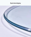 Edge view of Tempered Glass Lazy Susan Turntable For Dining Tables A Game Changer Glass Lazy Susan For Family Dinners And Birthday Parties