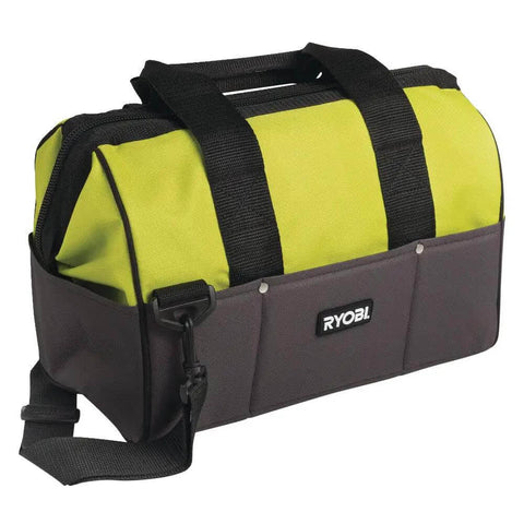 Top Notch 18 Volt Power Tool Combo Kit Featuring A Killer Impact Drill Driver And Smooth Cordless Jigsaw With Two Heavy Duty Battery Packs Fast Charger Plus Six Tough Saw Blades In A Rock Solid Carry Case featuring a durable yellow and black tool bag with shoulder strap.