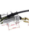Close-up of hydraulic brake caliper component for upgraded 29 inch go-kart rear axle kit with 4.10-6 front and rear tires.