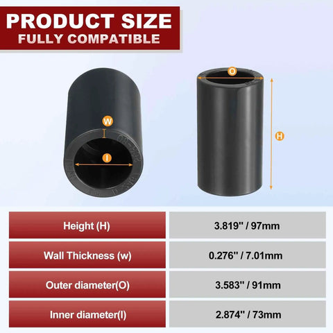 Two And A Half Inch Schedule 80 PVC Pipe Coupling Fitting SOC To SOC Slip Socket Connector dimensions and specifications
