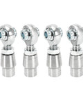 4 Pack Heat Treated Chromoly Rod Ends Kit With Precision Threads For Custom Mechanical Linkages and Machinery Mods, angled view.