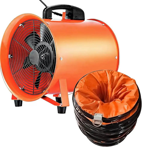 12 Inch Industrial Blower Fan High Powered 3200 CFM Portable Exhaust Fan with 27 Foot Flexible Hose for Construction and Workshop Dust Removal
