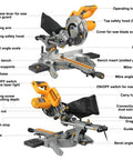 Eight And A Quarter Inch Sliding Miter Saw With Laser Guide For Wood And Metal Cuts, Twelve Point Five Amp Bevel Sliding Chop Saw