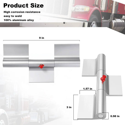 4 Pack 9 Inch Greaseable Weld On Trailer Door Hinges for Ramp Gates, Heavy Duty Aluminum Hinges with Grease Fittings, Truck Utility Trailer Gate Replacement Parts, 9 in size view
