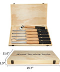 All In One 6 Piece Wood Lathe Turning Tools Set With Rubber Handles Carbide Tipped Tools In Four Profiles open wooden box