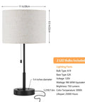 Dual USB Table Lamp Set Of 2 With Built-In 3-Prong Outlet, dimensions and features, modern design with USB charging and outlet.