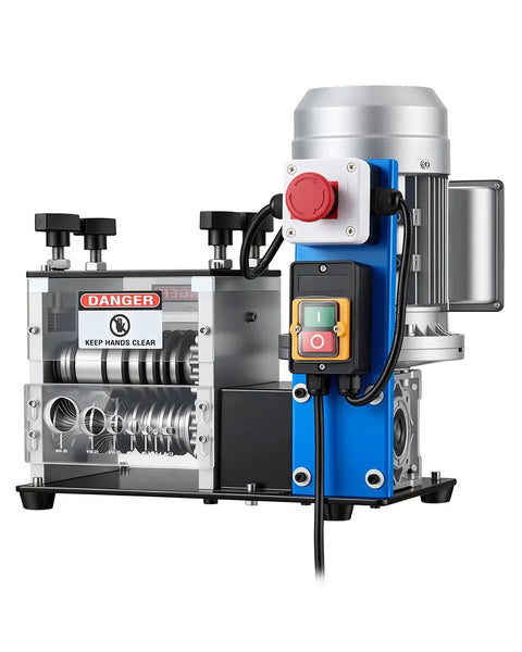 Heavy Duty 550W Electric Wire Stripper Machine Strips Gauge Wire From.06 To 1 Inch showing control panel and adjustable channels.