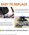 Brush Roll Belt Replacement Kit For Bissell PowerLifter And CleanView Swivel Rewind Pet Vacuums Fits 2252, 2253, 2254 with brush roller installed