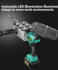 Kickass Cordless Fish Tape Wire Puller For Electricians With High Power Brushless Motor To Feed Wires Through Drywall No Sweat Needed By Tradesmen Wanting Serious Performance with LED Illumination.