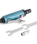 Slick Compact Air Pneumatic Angle Grinder For Fast Cut Through Metal And Rust With No Fuss Handling And Smooth Quiet Grinding Action For Any Pro Shop Or Garage In Metallic Blue with tools