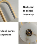 Thickened all-copper lamp body and natural marble lampshade detail, Marble Wall Mount Light With Copper Finish Wabi Sabi Natural Stone Sconce