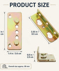 Heavy Duty Bed Rail Brackets Kit For Wood Frames, Rust Proof Steel Fittings And Plates, size and dimensions of hardware pieces.