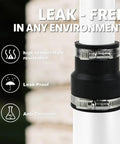 Flexible Rubber Pipe Coupling With Stainless Steel Clamps 1-1/2 Inch To 1-1/4 Inch Universal Connector For Cast Iron PVC ABS Copper And Steel Pipes DIY Friendly Easy Install For Home Or Municipal Sewer Projects installed on white pipe