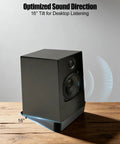 Desk Speaker Stands With 16 Degree Tilt, Wedge Riser And Anti Vibration Foam For Clear Nearfield Listening, black speaker on stand