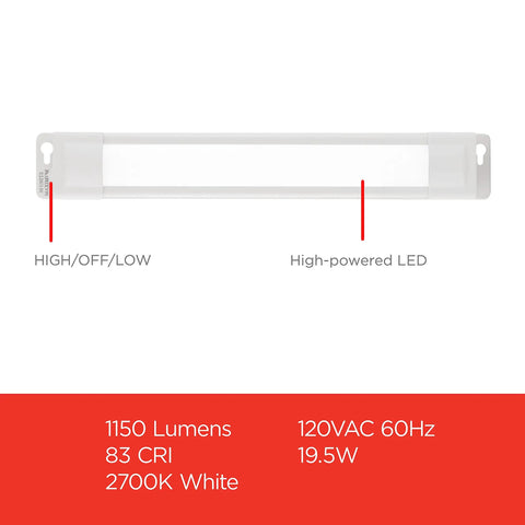 36 Inch Plug-In Linkable Under Cabinet Light Bar With High Low Off Switch, Warm 2700K LED Kitchen Lighting, 1150 Lumens details