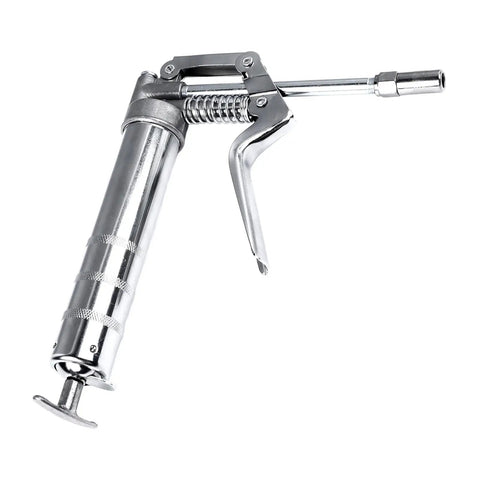 Heavy Duty 120CC Grease Gun With Chrome Plated Metal Body, handheld lubrication tool, large capacity reservoir