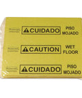 Yellow Spill Pad Refills For Water And Oil Absorbent Mats Medium Tear Off Pads with caution labels in packaging