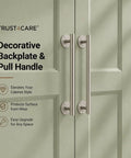Top Shelf Two Pack Brushed Nickel Bifold Closet Door Knob Backplates Hella Tough Die Cast Zinc Escutcheon Plates on cabinet doors.