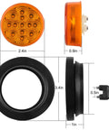 Diagram of 2.5 Inch Round Amber LED Marker Lights With Reflectors, 13 LEDs, Sealed Flush Mount Grommets, 2 Prong Wire Pigtails