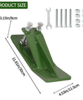 Two Pack High Visibility Green Bucket Edge Protectors For Skid Steer Attachments Upgraded 10mm Steel With Dual Bolt Lock Heavy Duty Tractor Guard For Snow And Debris Removal Durable Rust Resistant detailed dimensions and components