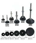 Heavy Duty Adjustable Leveling Feet With Swivel Base And Rubber Bottom For Wobbly Furniture Workbench And Machinery M8 M10 M12 Thread Articulating Stabilizer Pads in various sizes.