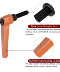 4 Pack Adjustable Clamping Lever Handles M8 X 25mm Threaded Bolt Knobs Rotating Quick Release Push Button Grip Orange Aluminum Alloy shown.