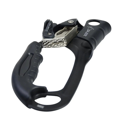 UIAA and CE Certified Hand Ascender for 8 to 13mm Rope Left Hand Black with Stainless Steel Cam and Nickel Plated Teeth
