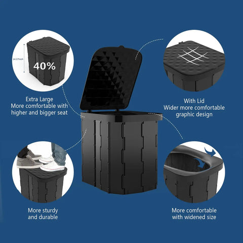 Dope Quality And Rock Solid XL Portable Folding Camping Toilet That Handles Four Hundred Pounds Better Than Any Other Gear Perfect For Adults And Kids Seeking Zero Fuss Tailgate Ready Outdoor Comfort Wherever You Roam