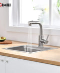 Pull Out Sprayer Bar Sink Faucet With Single Handle For Kitchen, Hot And Cold Water, Brushed Nickel Finish, High 1.8 GPM Flow
