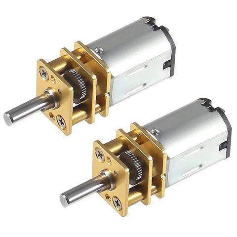 2 Pack 3V 15RPM N20 High Torque Geared Motor With Metal Gearbox for smart cars, DIY RC toys, durable construction, metal shaft