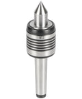 MT2 live center for lathe, 2MT Morse taper with 60° tip; steel body and black collar