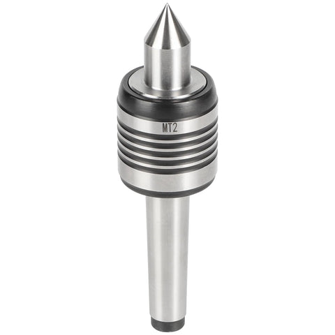 MT2 live center for lathe, 2MT Morse taper with 60° tip; steel body and black collar