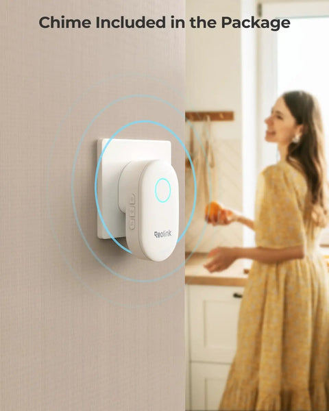 Chime included with 2K PoE Doorbell Camera With Chime V2 Outdoor IP Security Cam four by three aspect 180 degree diagonal view