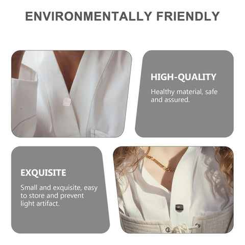 Twenty Pack Hidden Shawl Buttons And Shirt Safety Clasps showcase on a white blouse, demonstrating secure fastening.