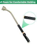 Your Go To 24 Inch Watering Wand With Gentle Rain Shower Sprayer And Thumb Flow Control Heavy Duty Metal Hose Wand, soft foam grip.
