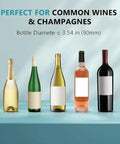 Five wine bottles displayed, perfect for common wines & champagnes, compatible with Electric Wine Bottle Chiller.