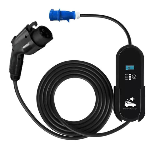 Portable Level 2 EV Charger With 16A 24A 32A Adjustable Output Type 1 J1772 Plug CEE Outlet IP67 Waterproof And Fire Resistant