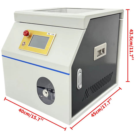 Automatic Terminal Crimping Machine With Color Touch Screen And Auto Vibratory Bowl Feeder for Ferrule Crimping Tool, side view.