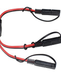 14 AWG SAE DC Power Automotive Connector Cable Y Splitter 1 To 2 SAE Extension Cable For Solar Battery Connection And Transfer 12 Inch 30 Cm With Protective Cover Versatile All Purpose Use, red/black 1-to-2 cable with dust covers