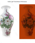 Comparison of visible light transmittance of OD 6 Plus Laser Safety Specs For 190nm To 550nm Wavelengths on floral vase